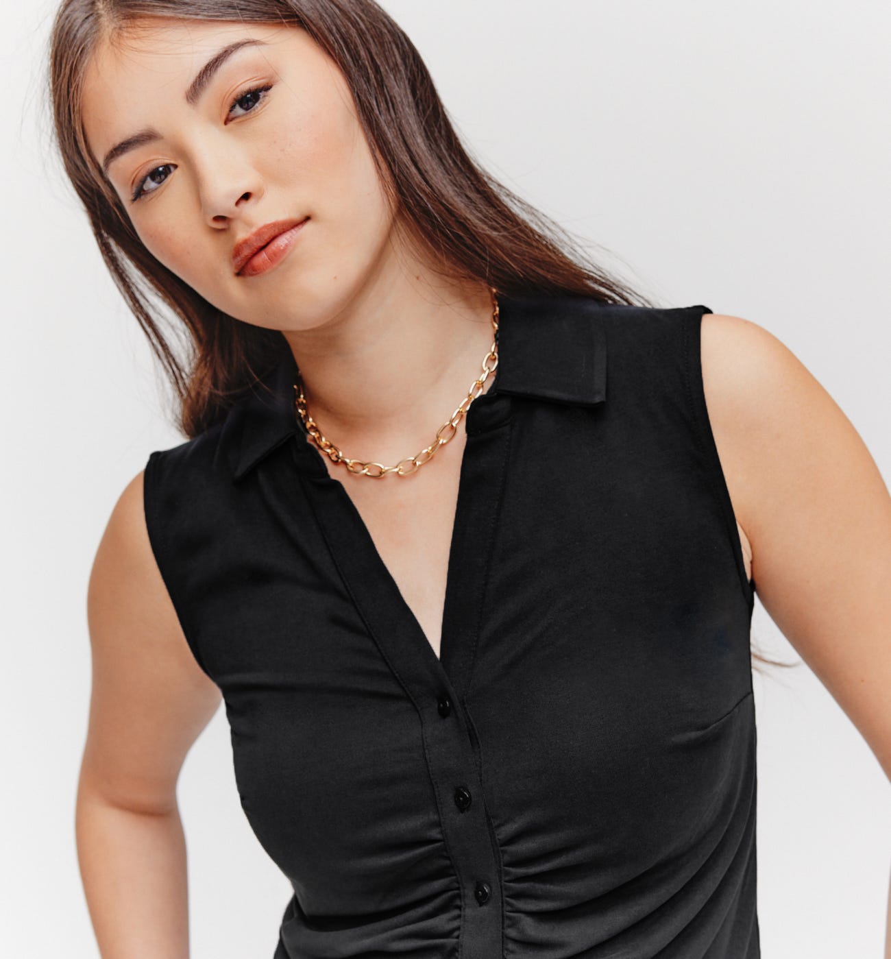 T-shirt sans manches col polo