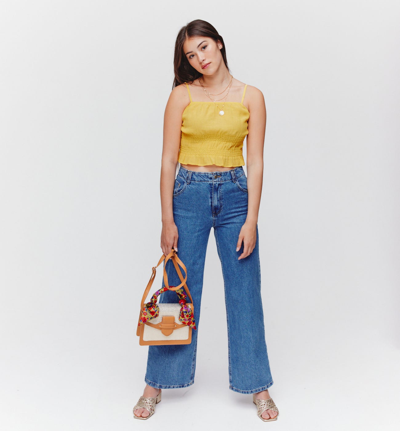 Strappy smocked top