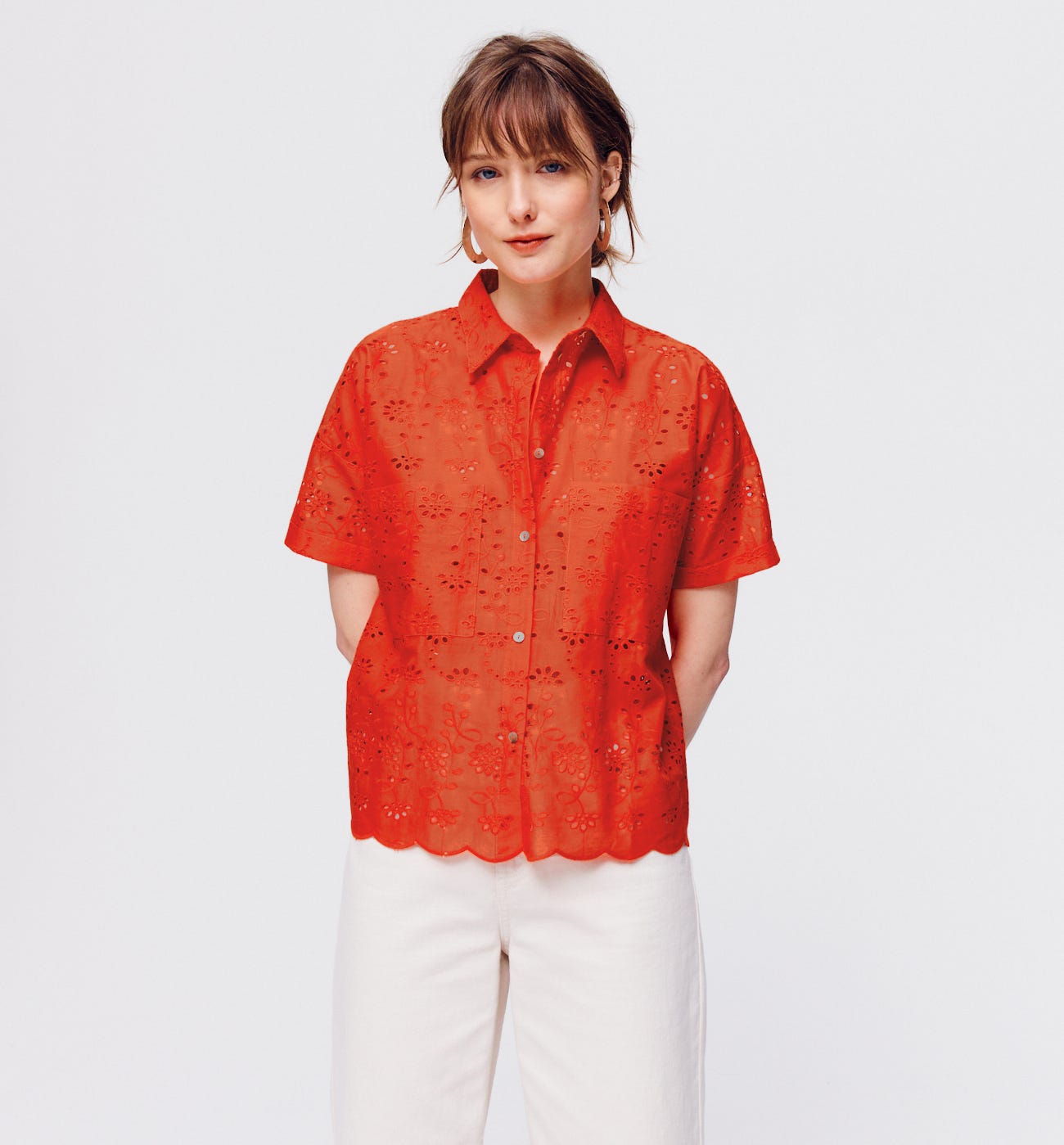 Bluse aus englischer Stickerei