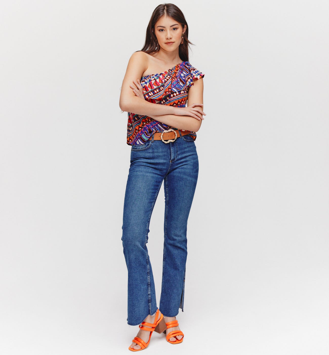 Bedrucktes One Shoulder-Top