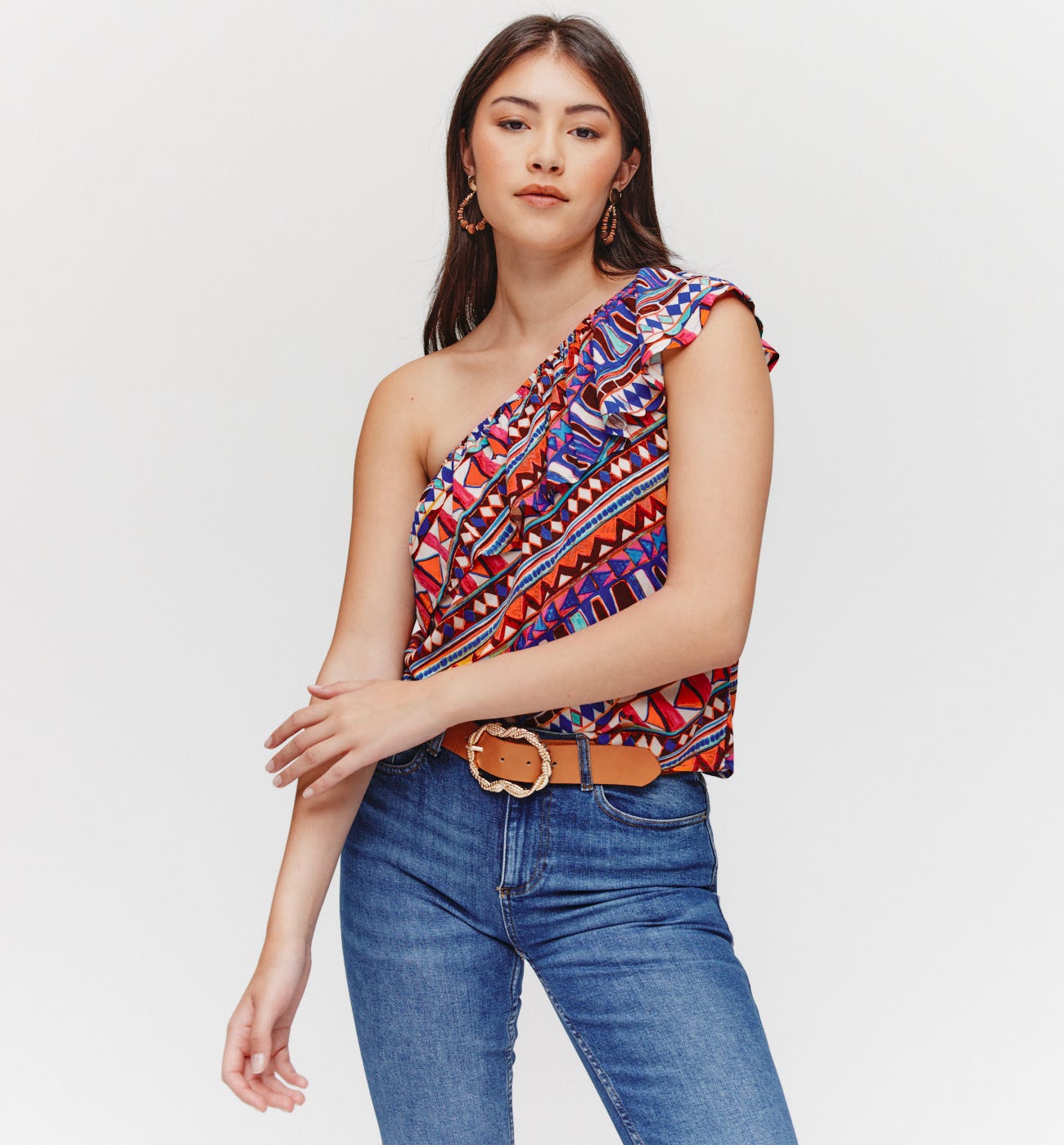 Bedrucktes One Shoulder-Top