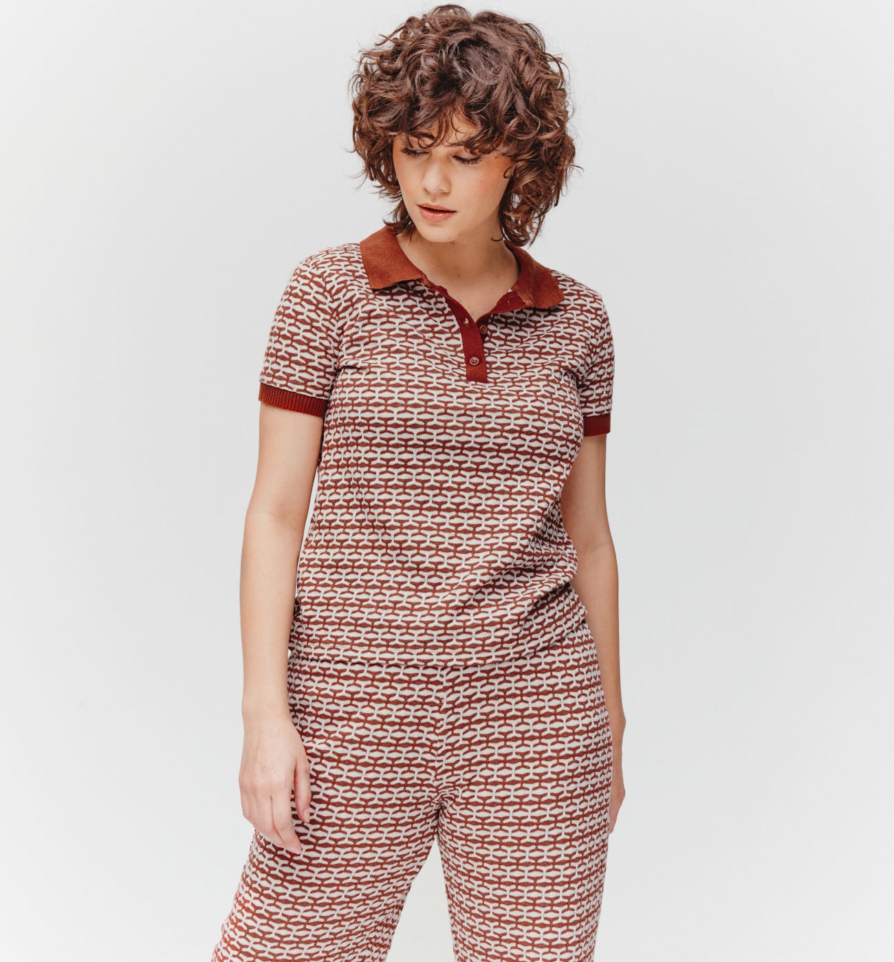 Polo in maglia jacquard