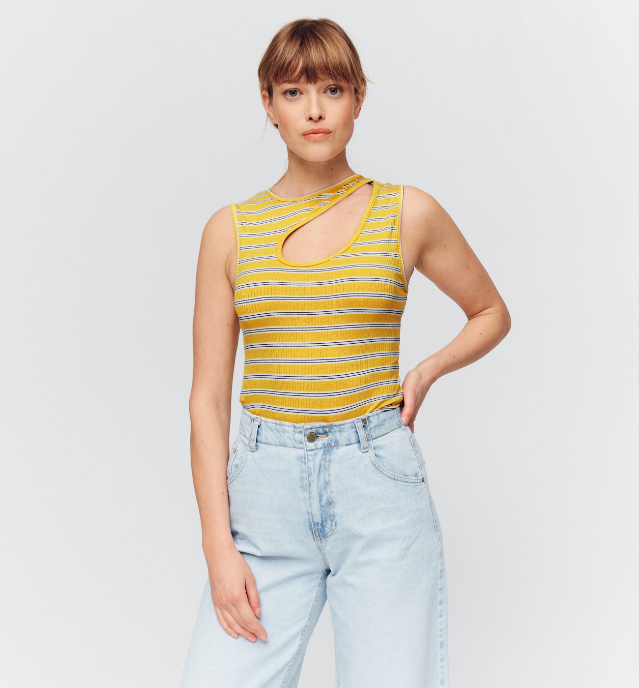 Rib jersey sleeveless top