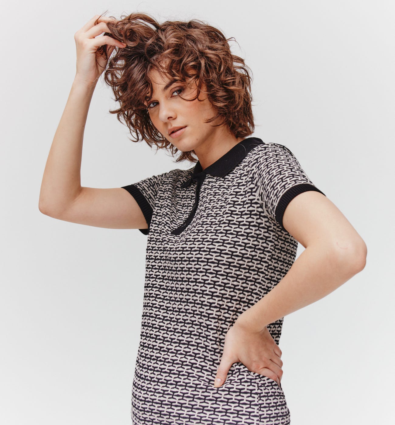 Polo in maglia jacquard