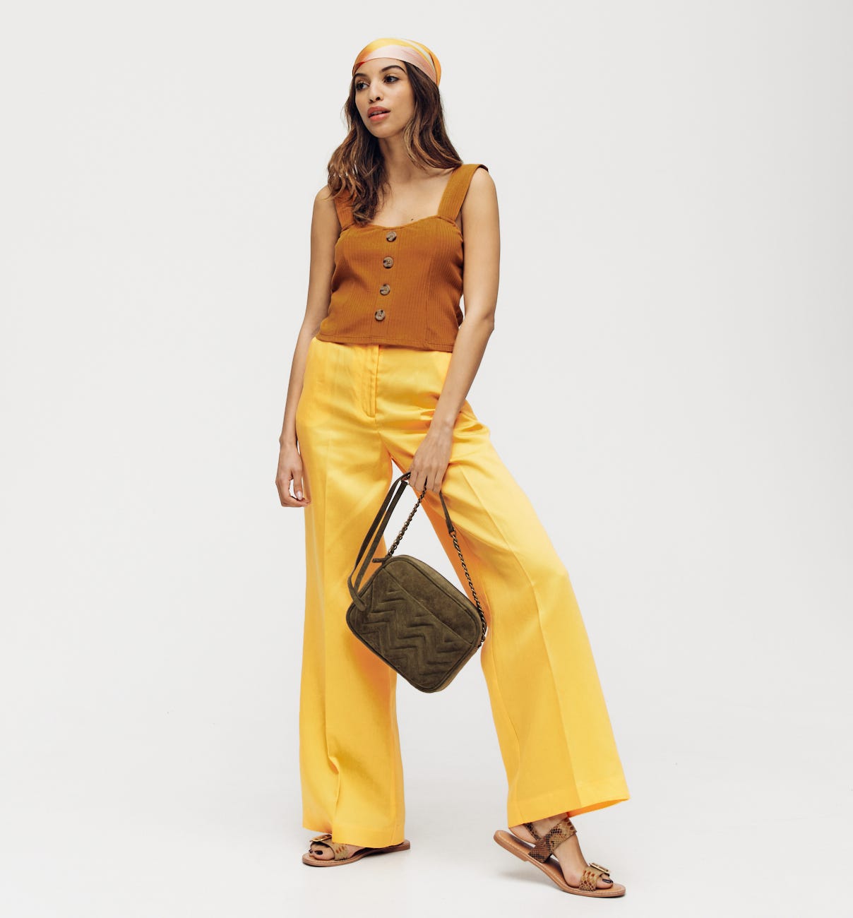 Ribbed jersey strappy top