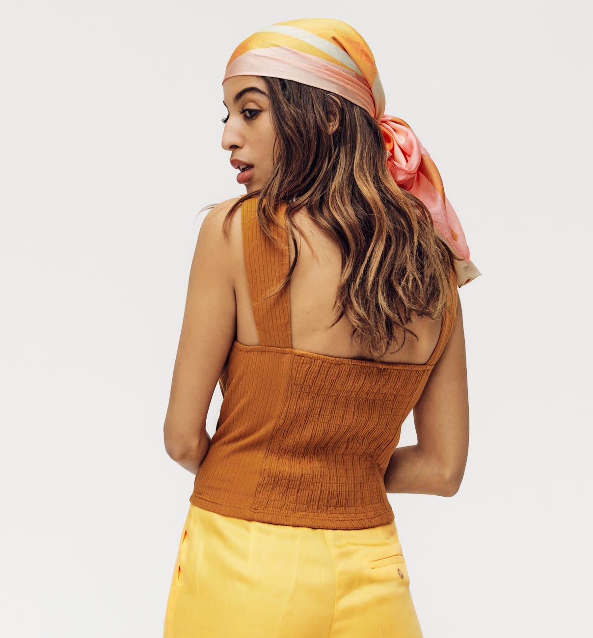 Ribbed jersey strappy top