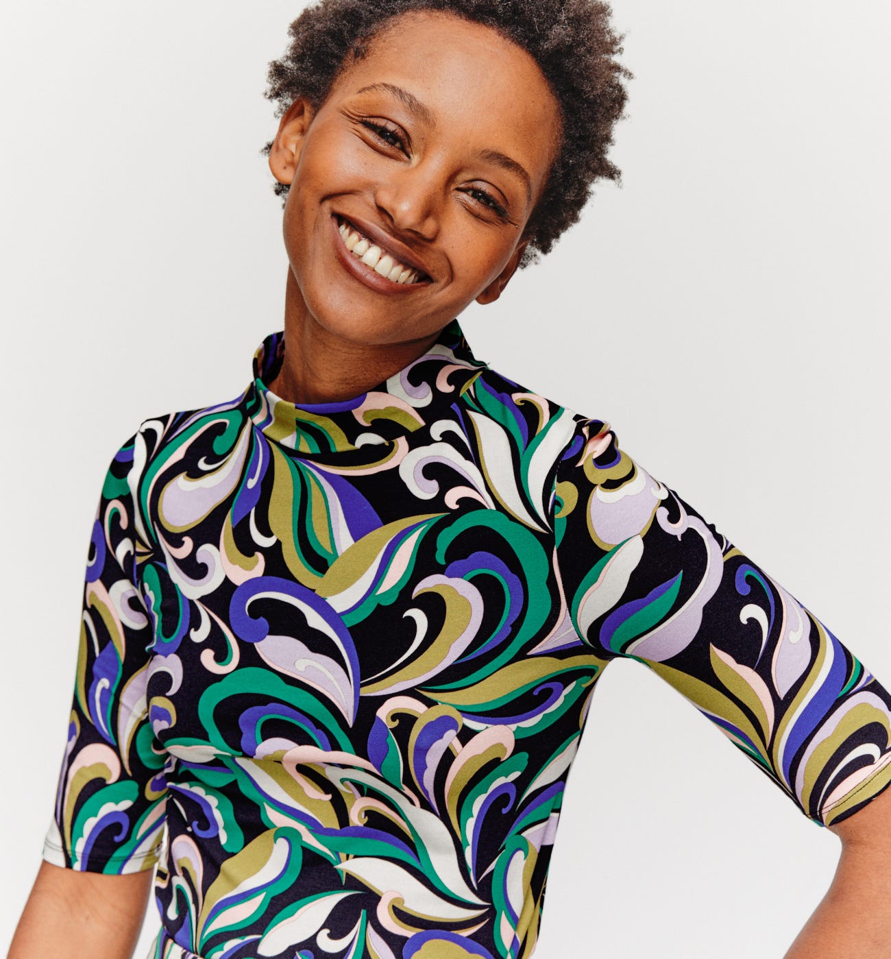 Raised neckline top
