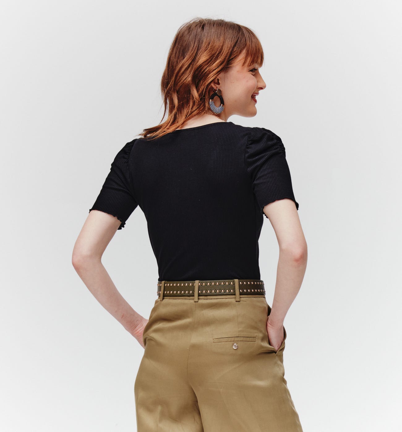 Ribbed jersey top