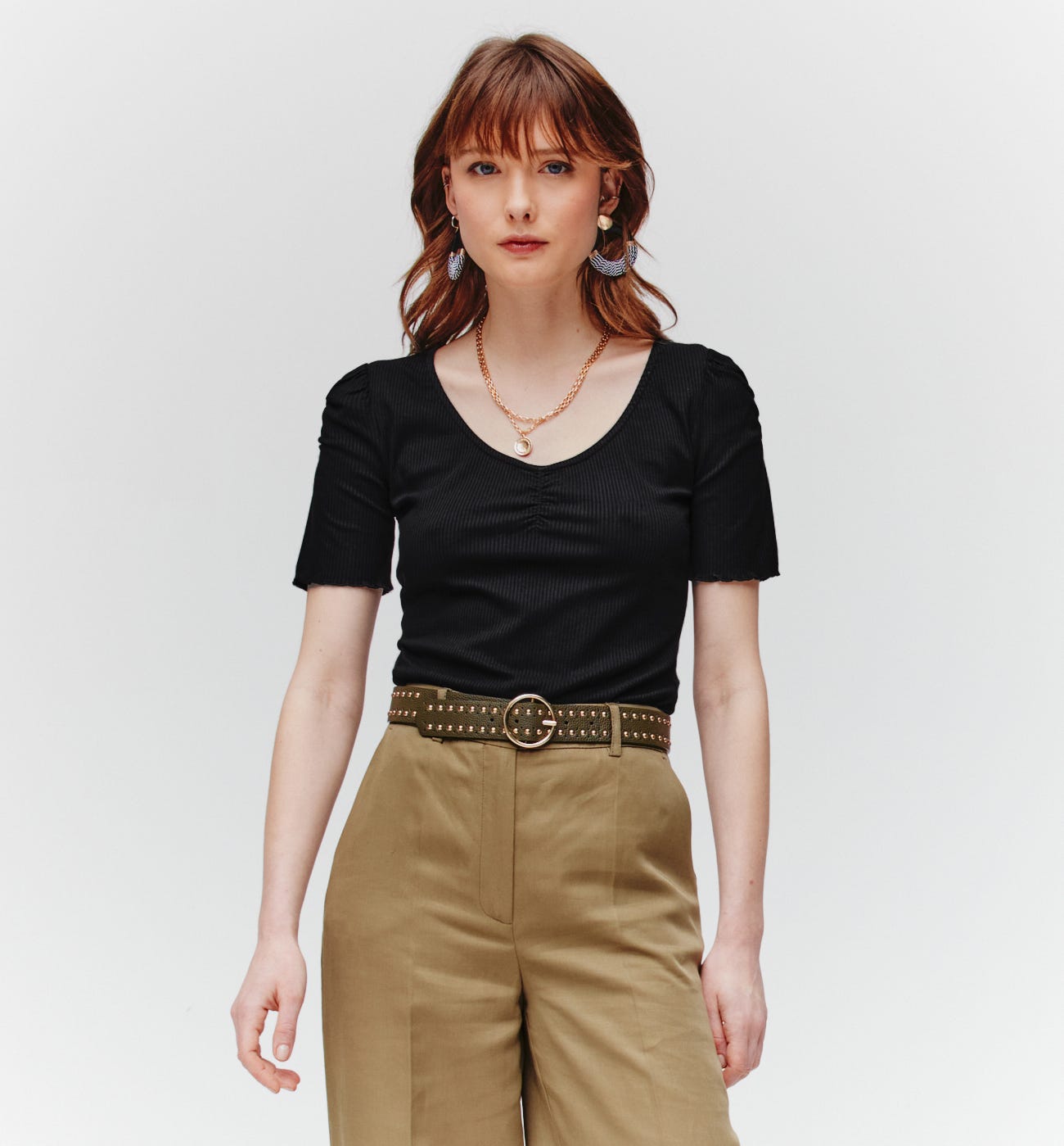 Ribbed jersey top