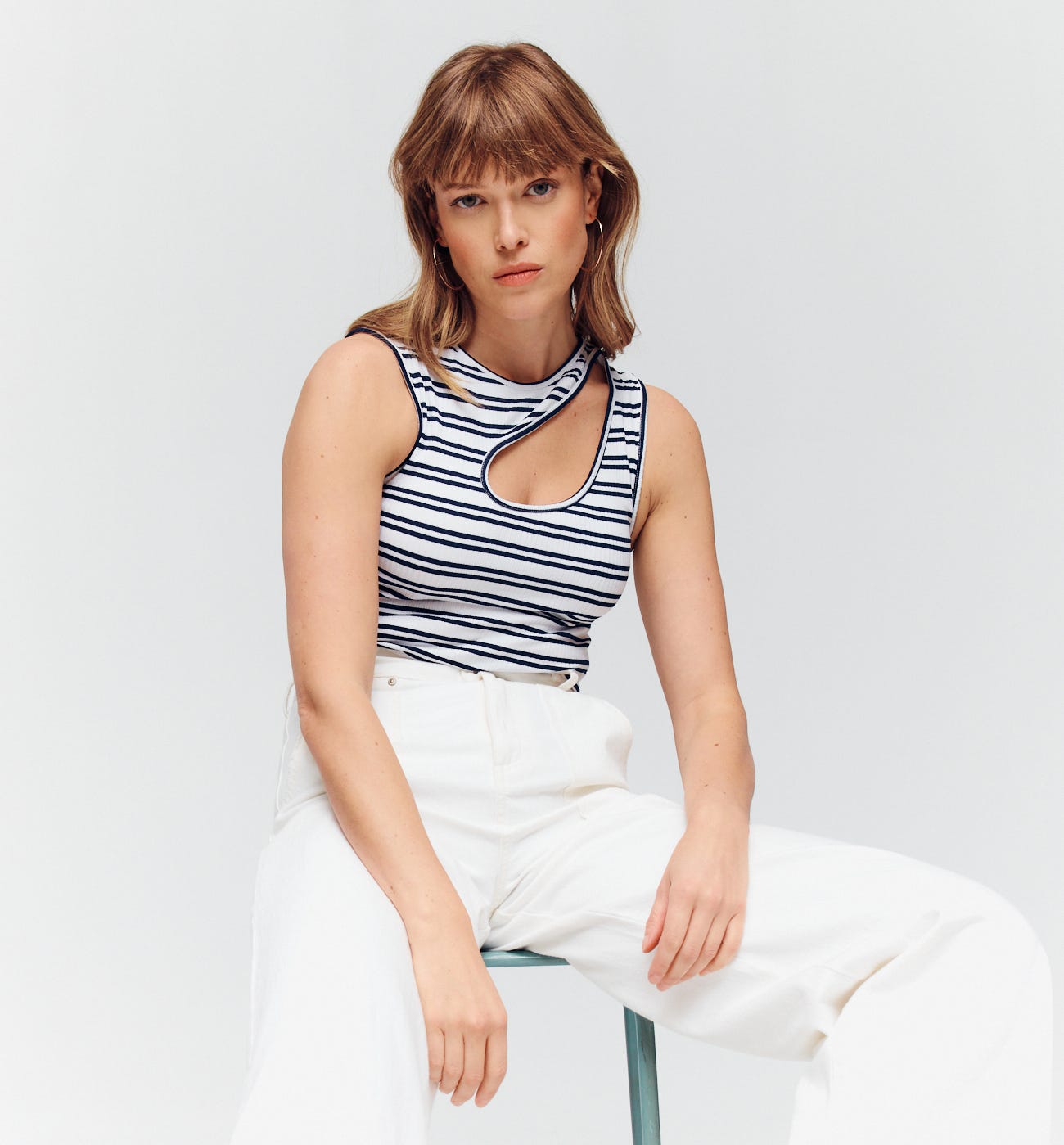 Rib jersey sleeveless top