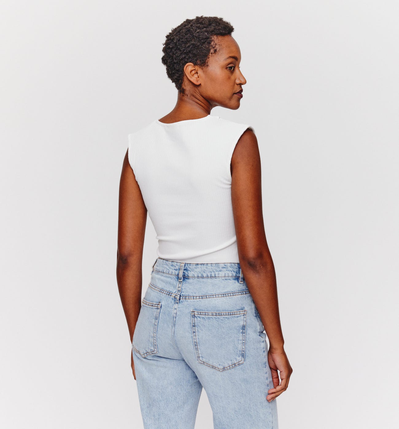 T-shirt côtelé découpé Femme