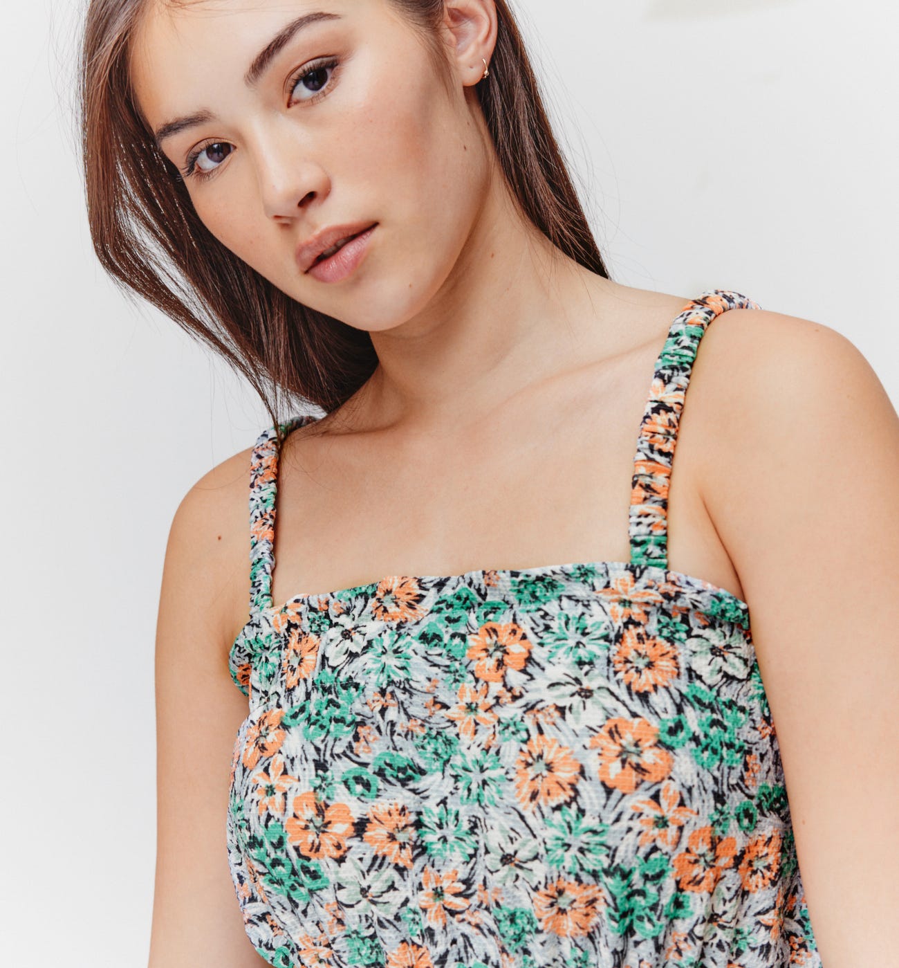 Top fruncido estampado