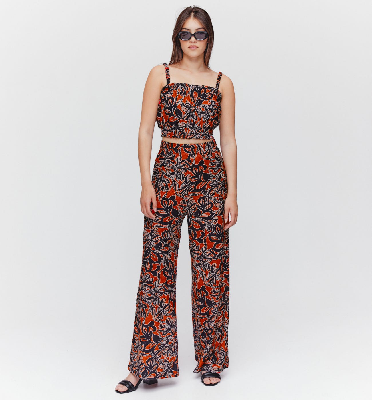 Top fruncido estampado