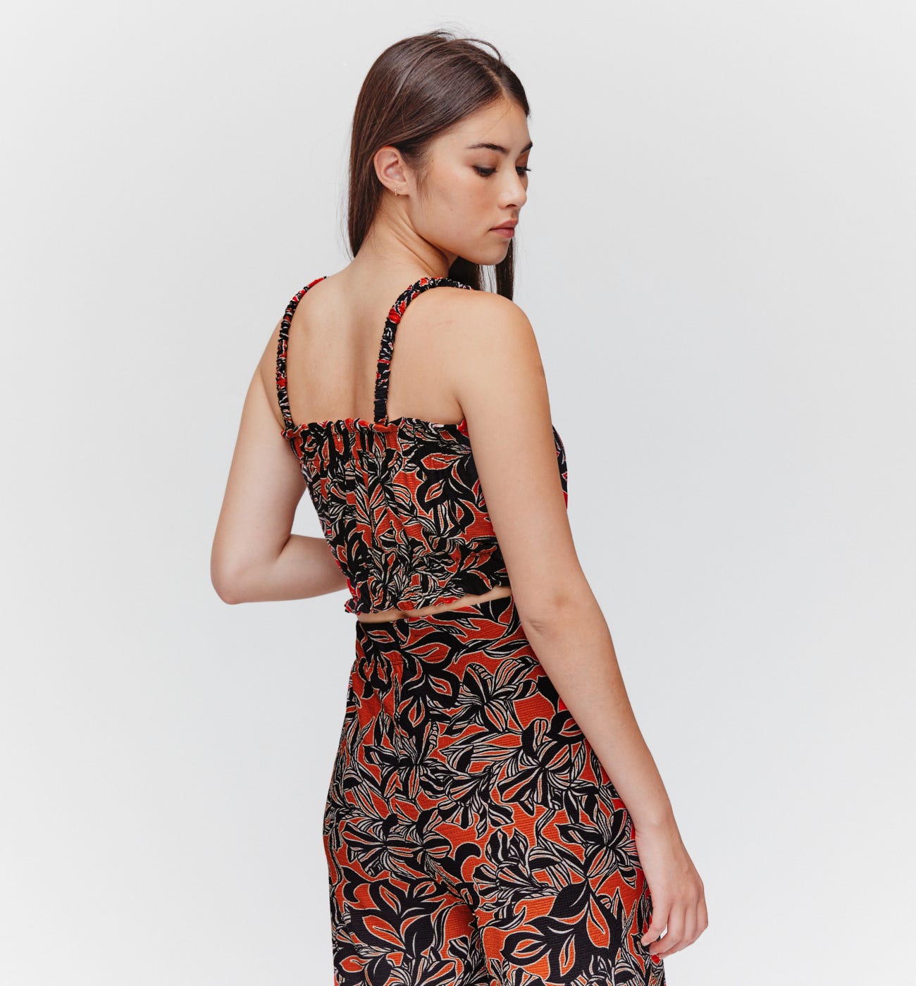 Top fruncido estampado