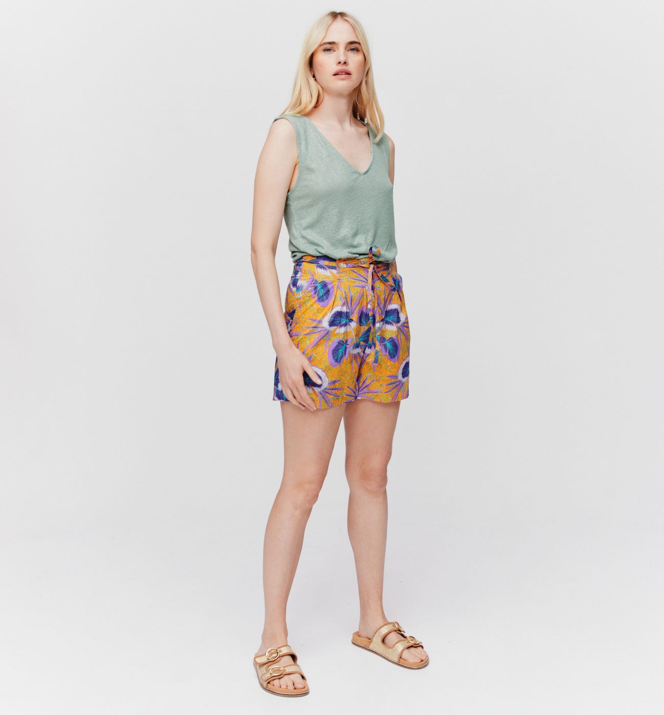 Linen blend sleeveless top