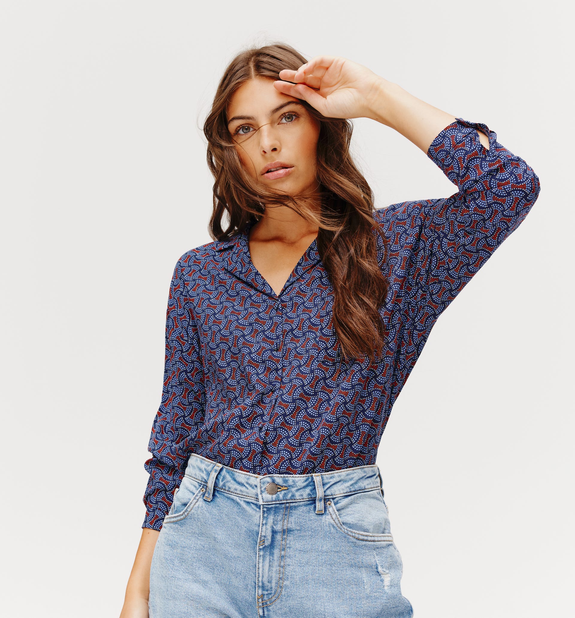 Gemusterte Hemdbluse