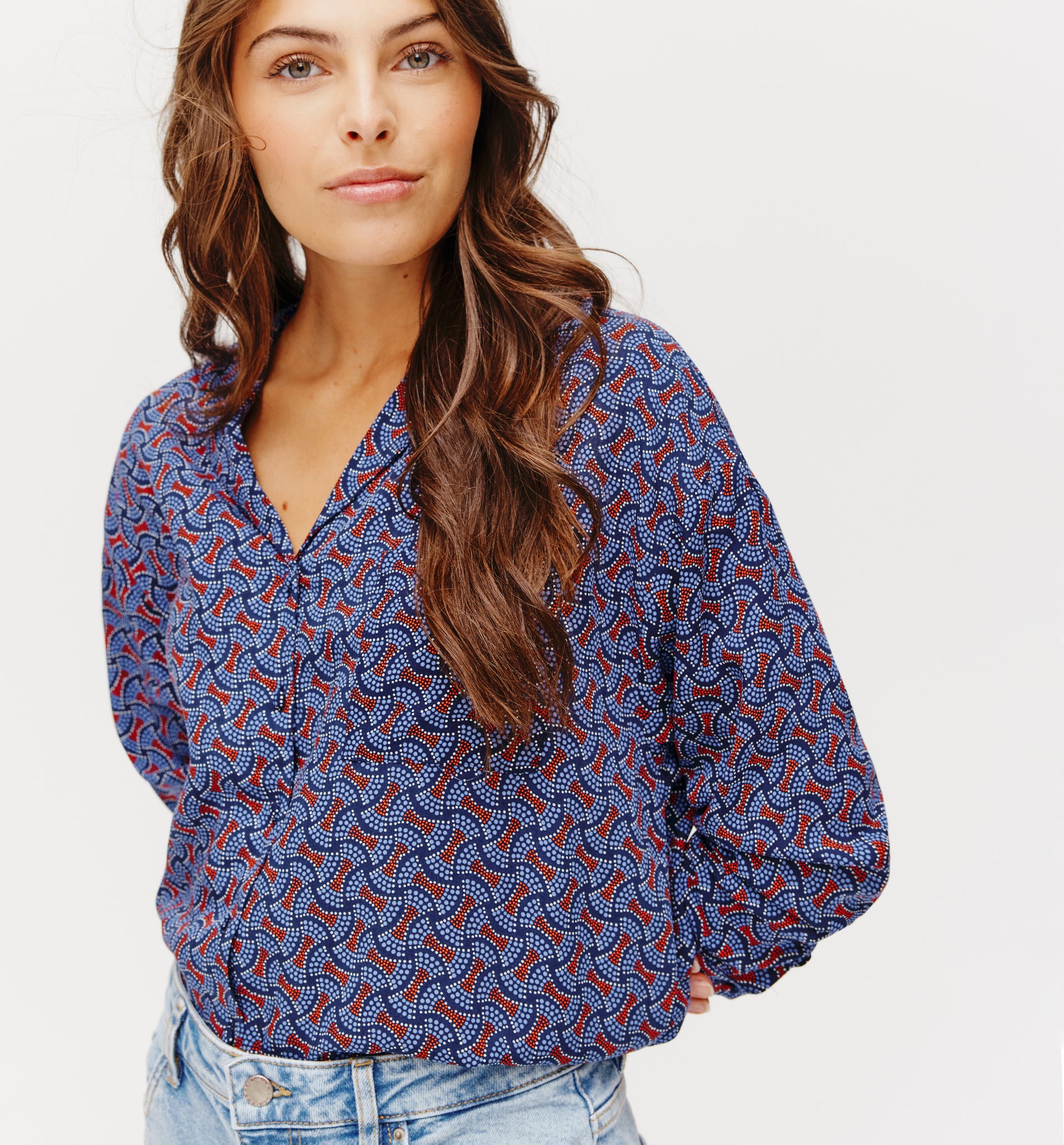 Gemusterte Hemdbluse