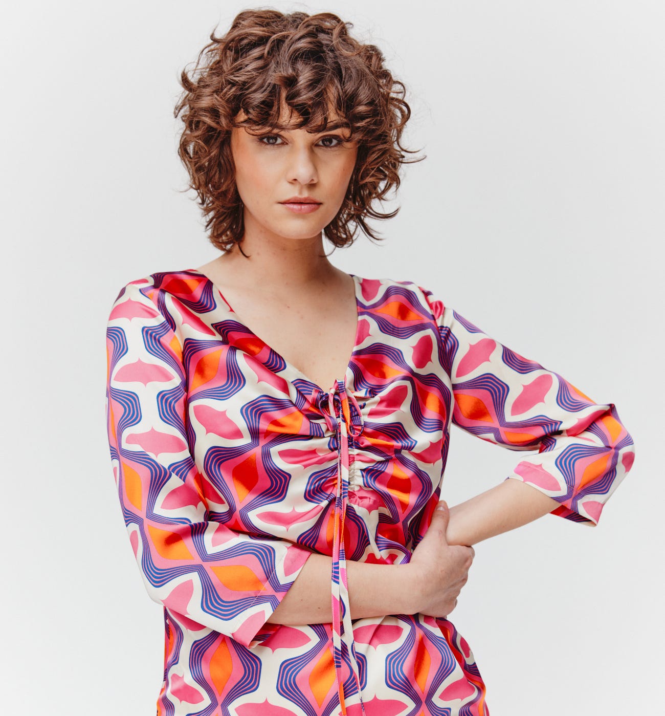 Vestido satinado estampado