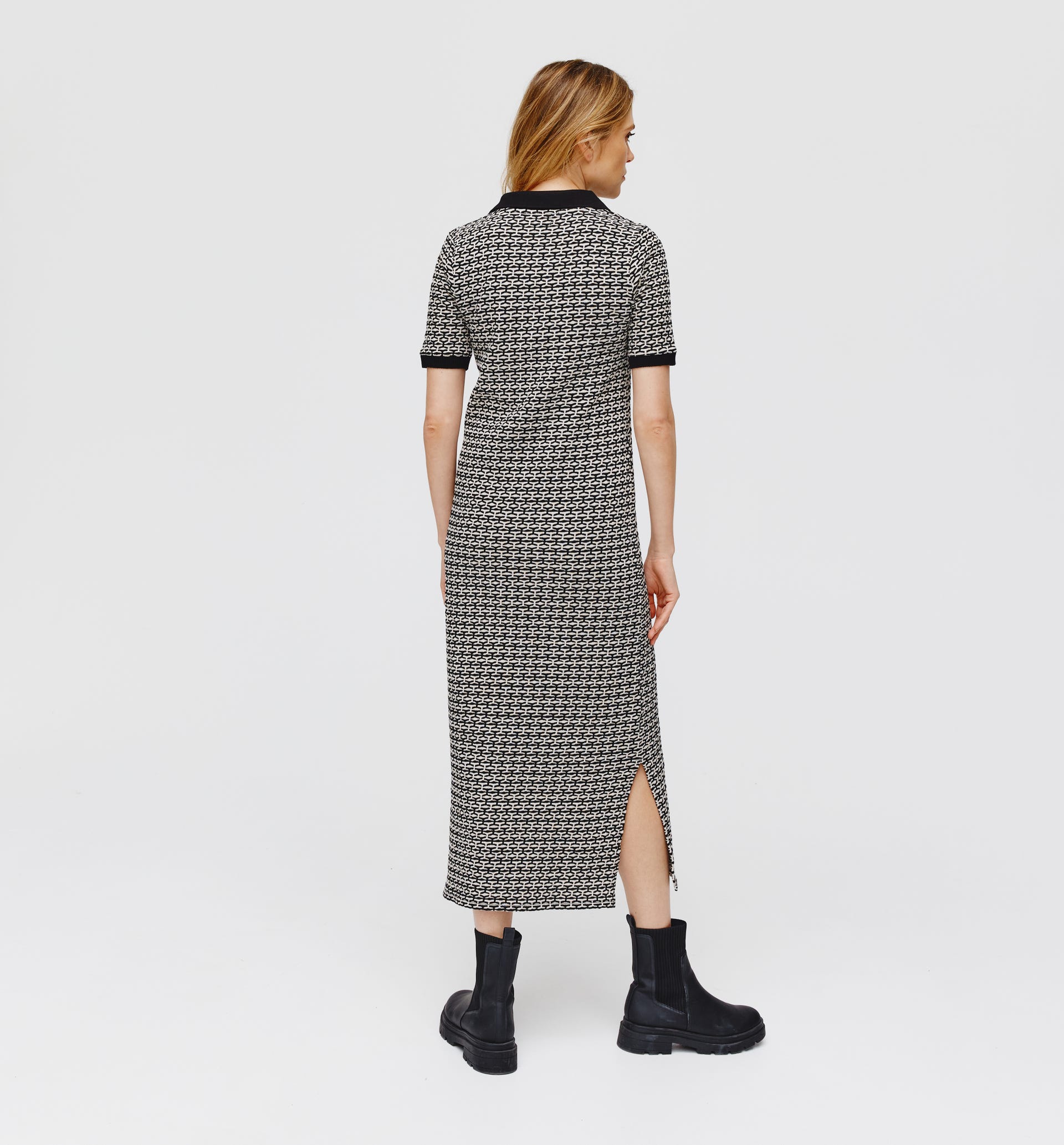 Long polo knit dress