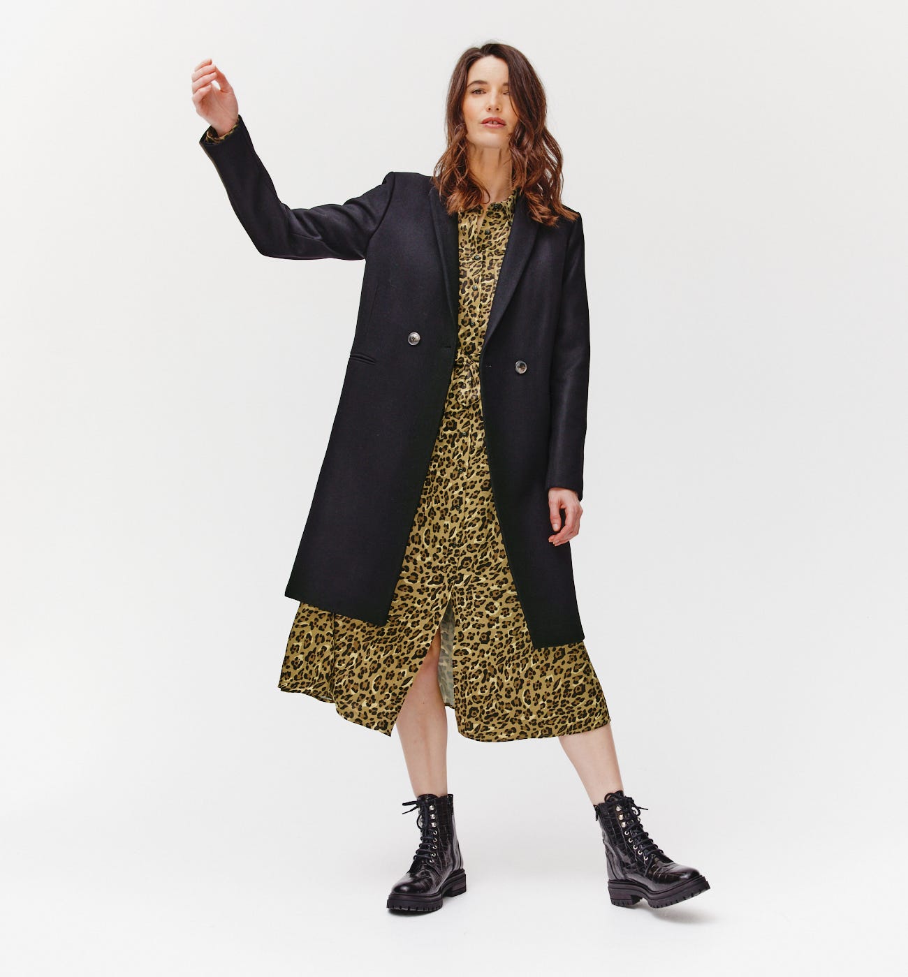 Long sheen shirtdress