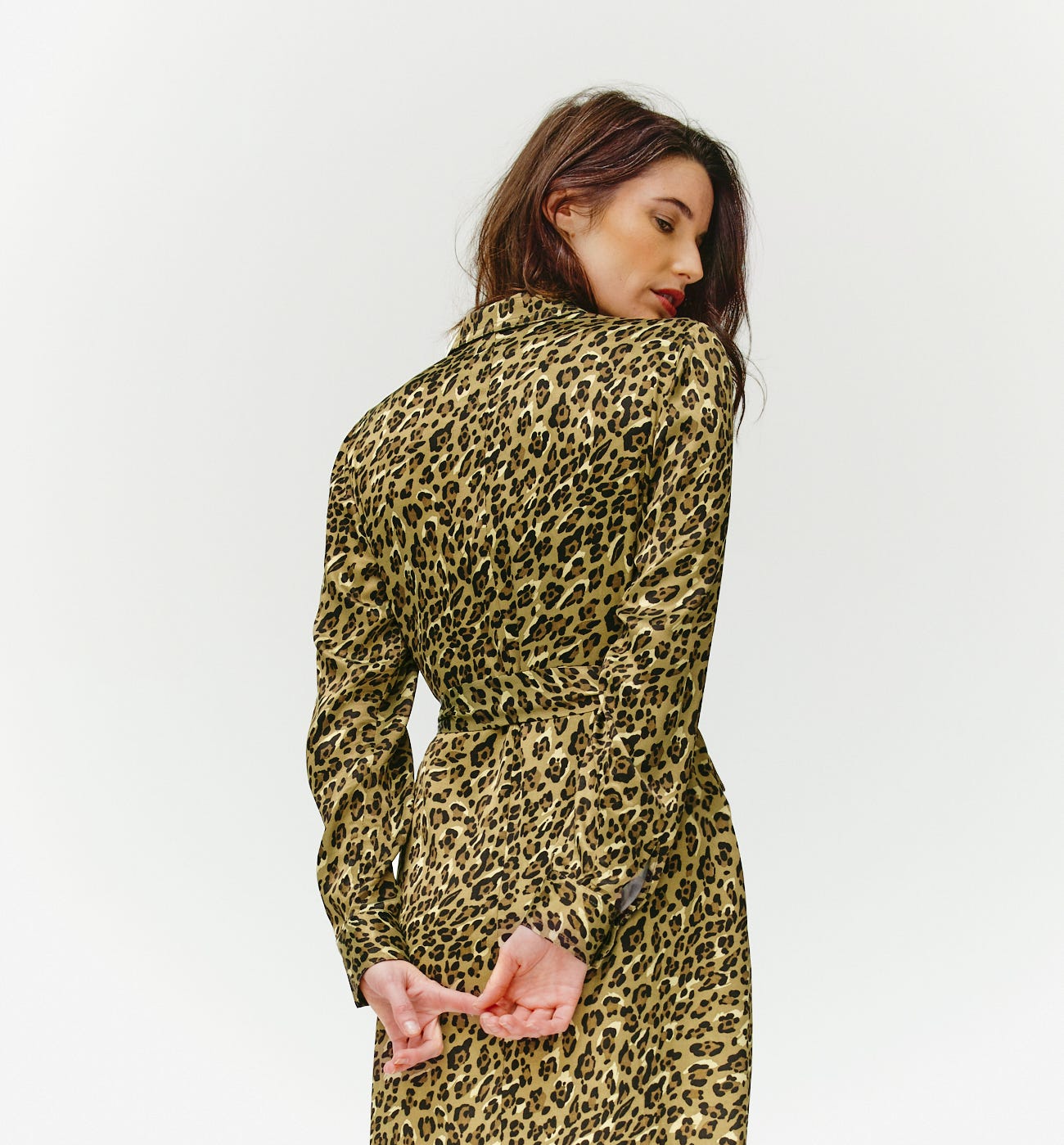 Long sheen shirtdress