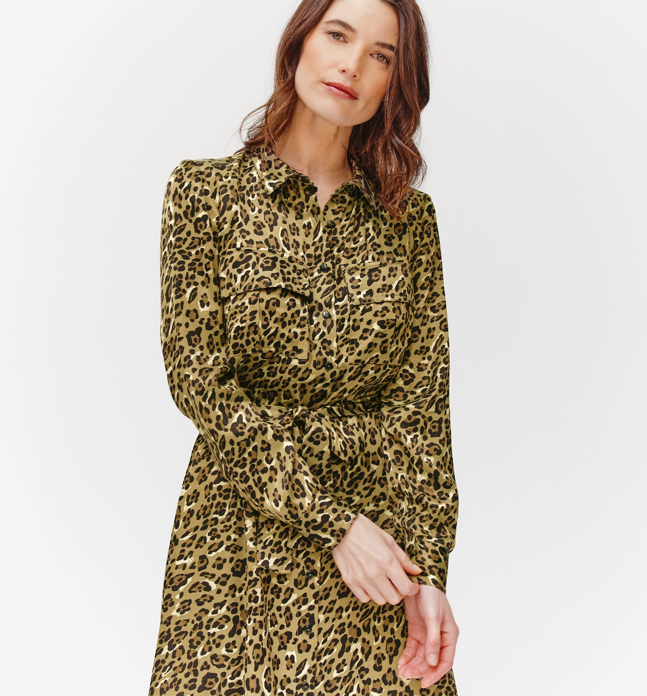 Long sheen shirtdress