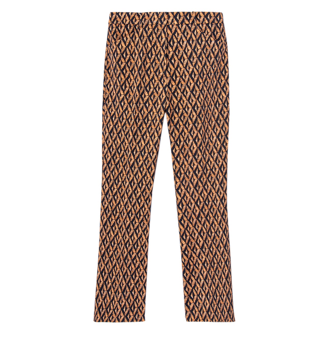 Calf-length patterned trousers