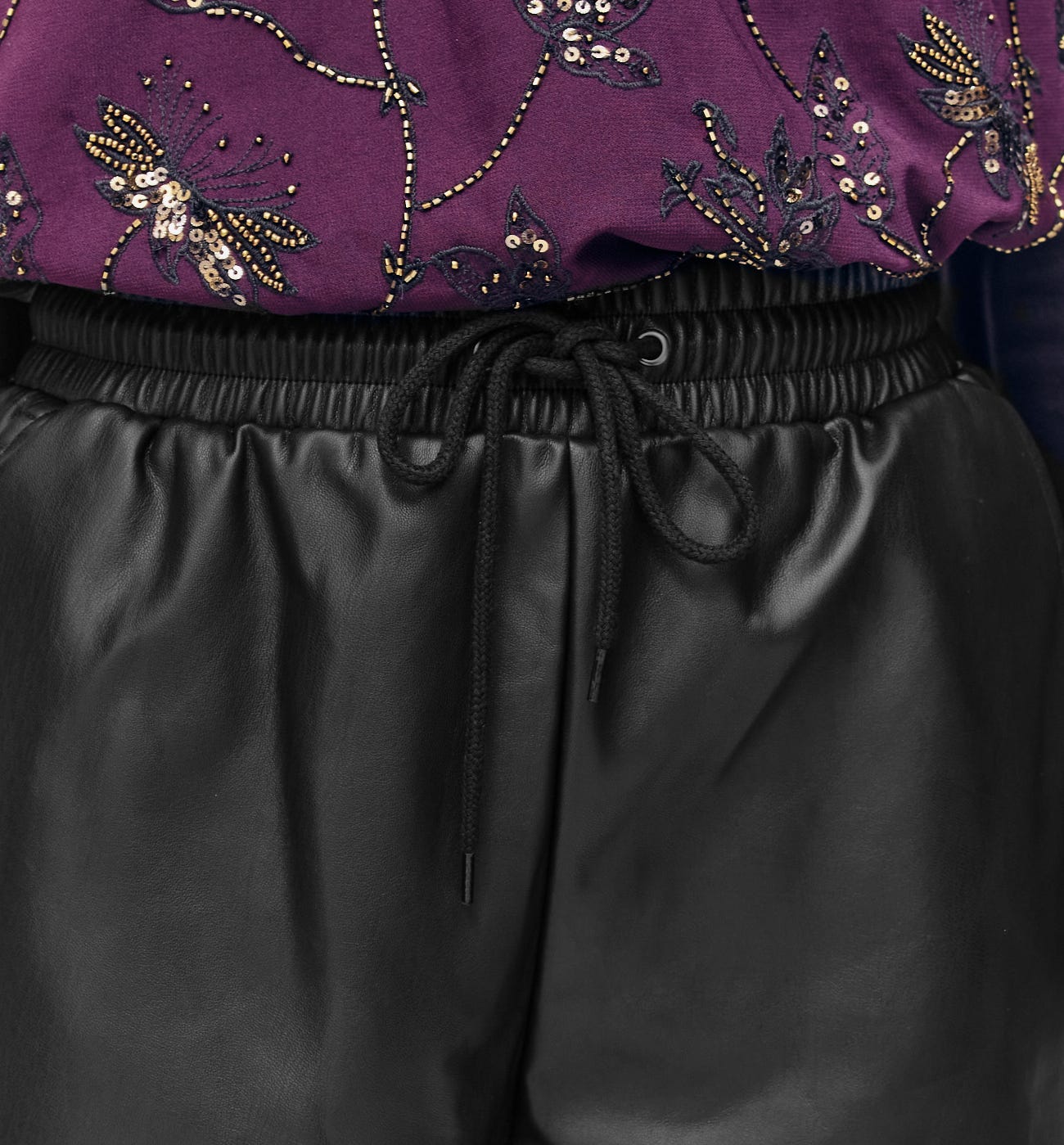 Faux leather shorts