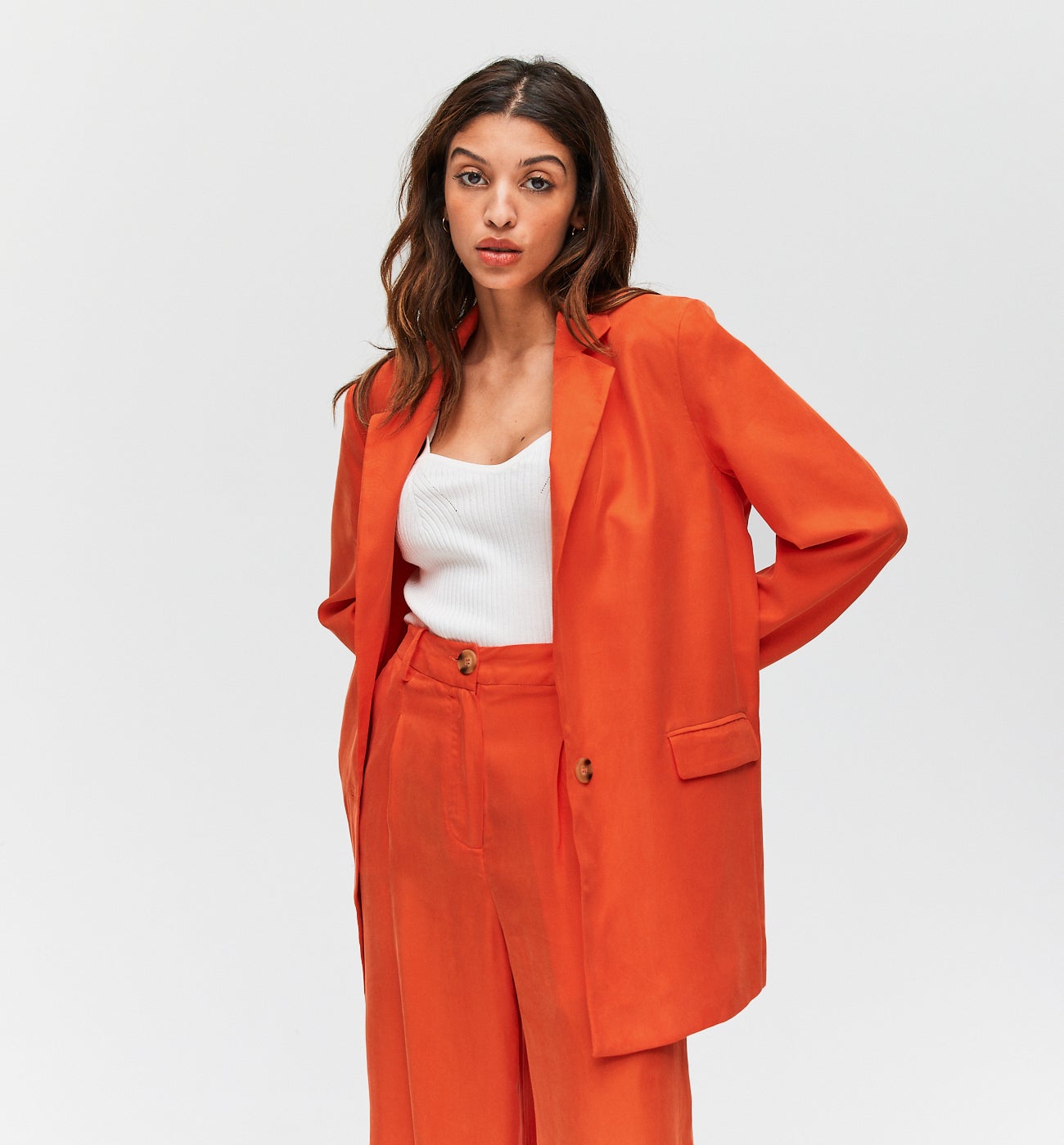 orange long jacket
