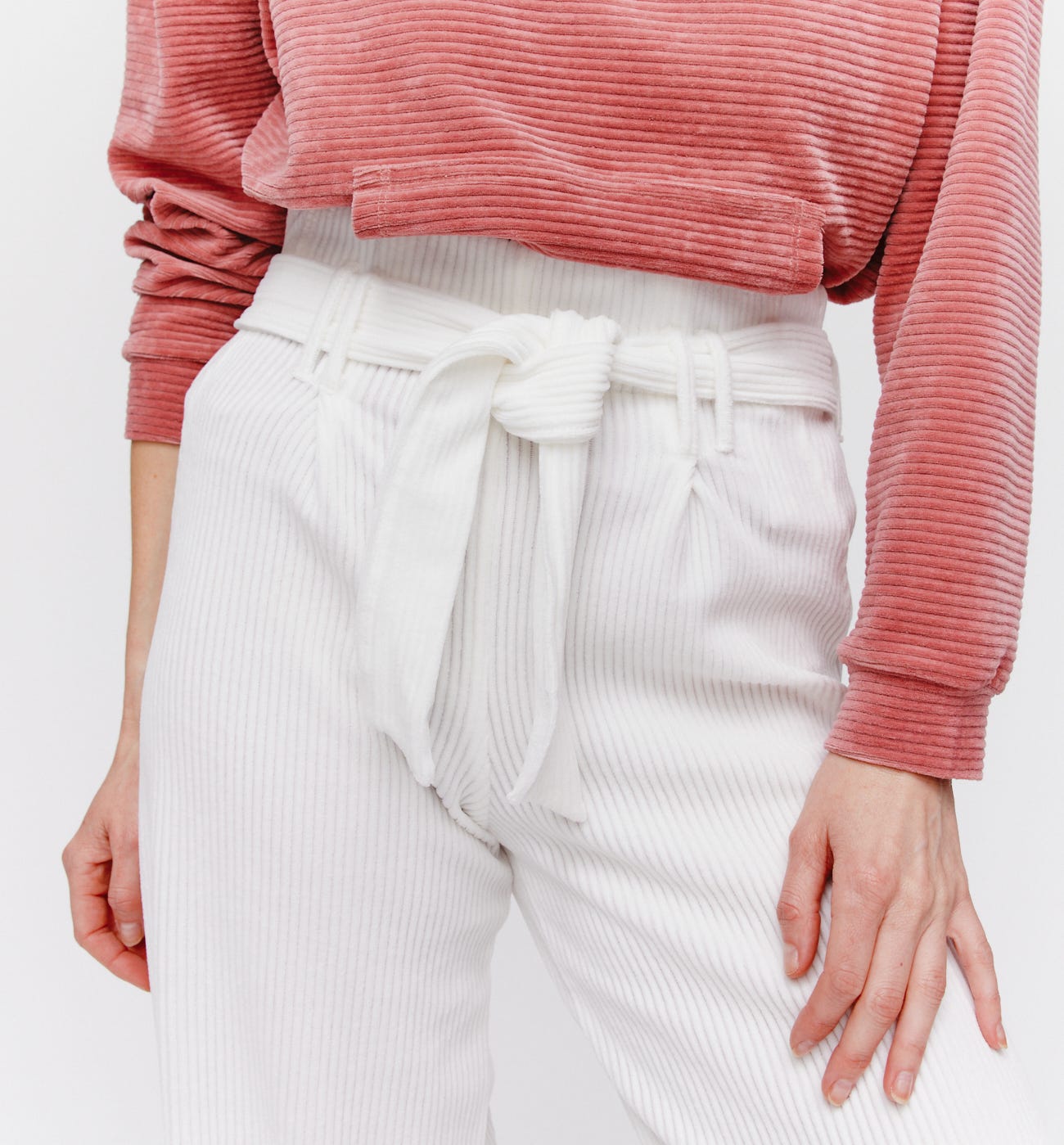 Pantalon large velours côtelé