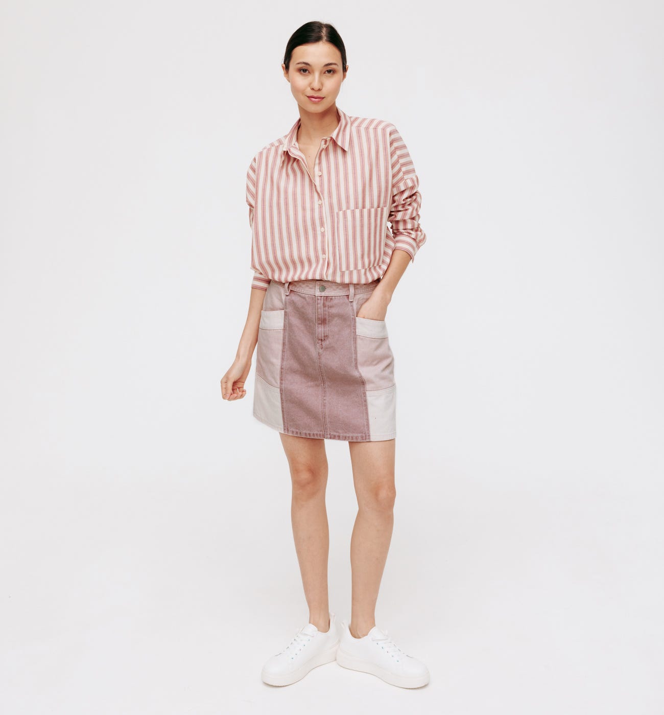 Gonna in denim patchwork