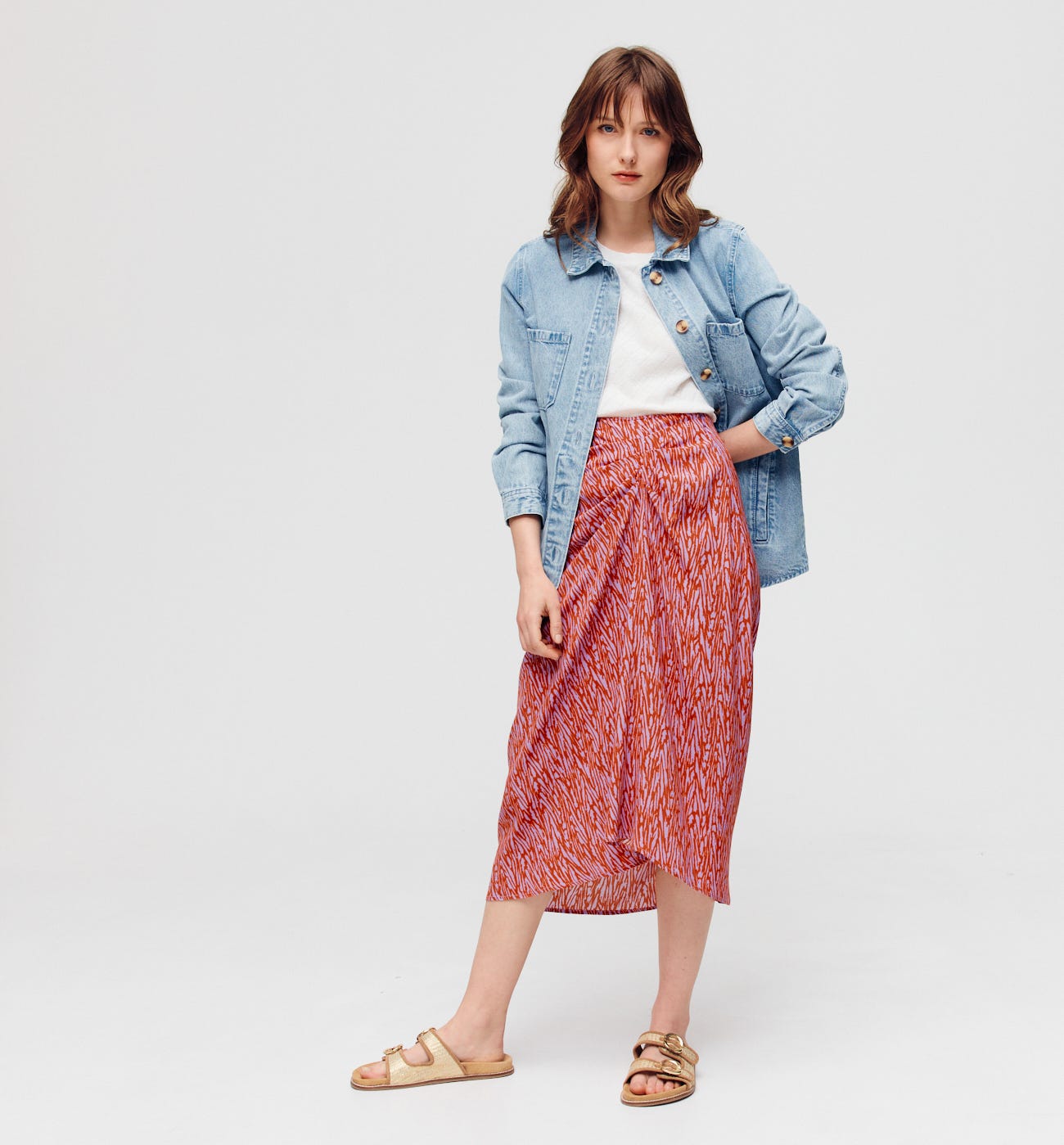 Patterned midi skirt