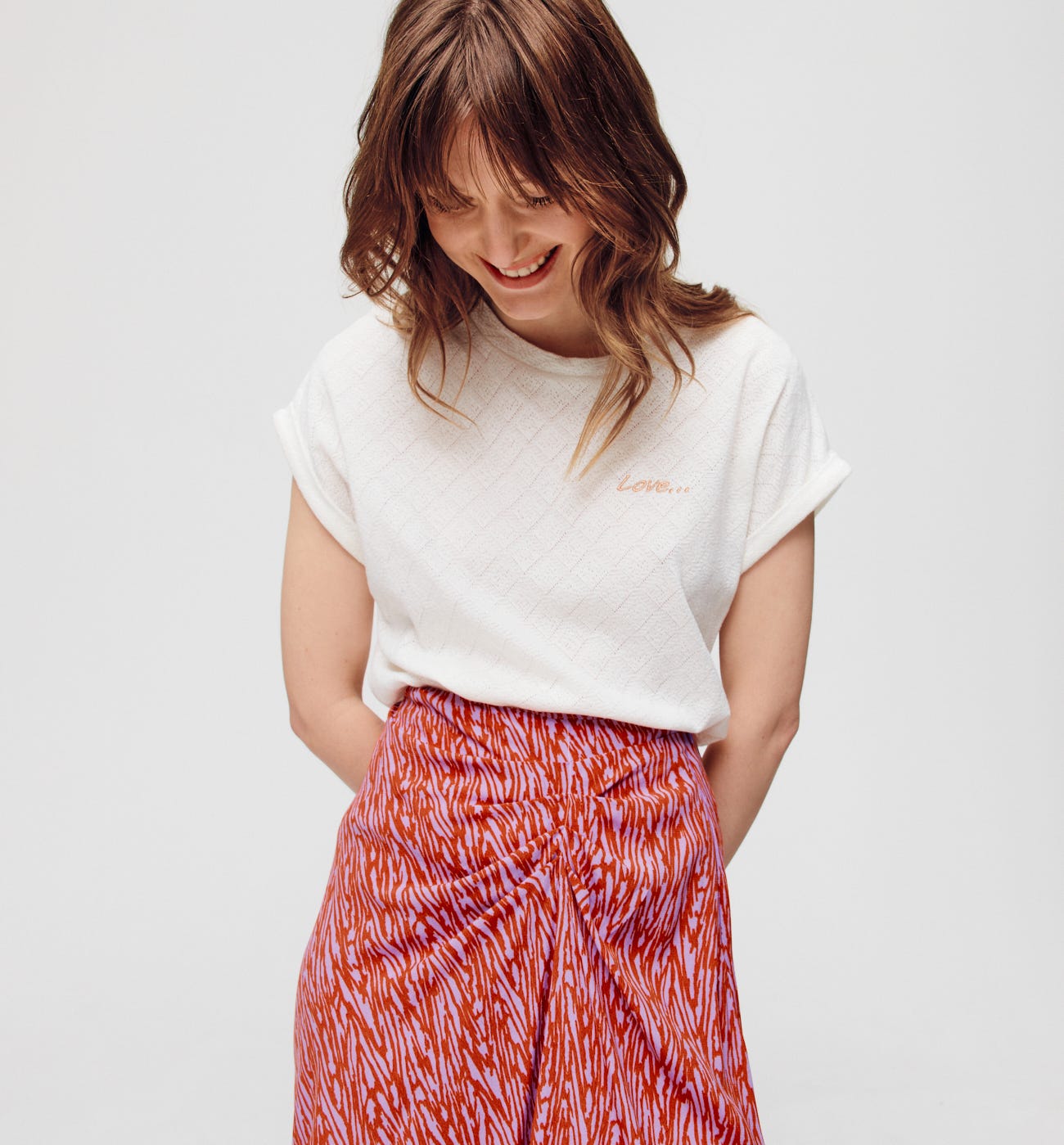 Patterned midi skirt