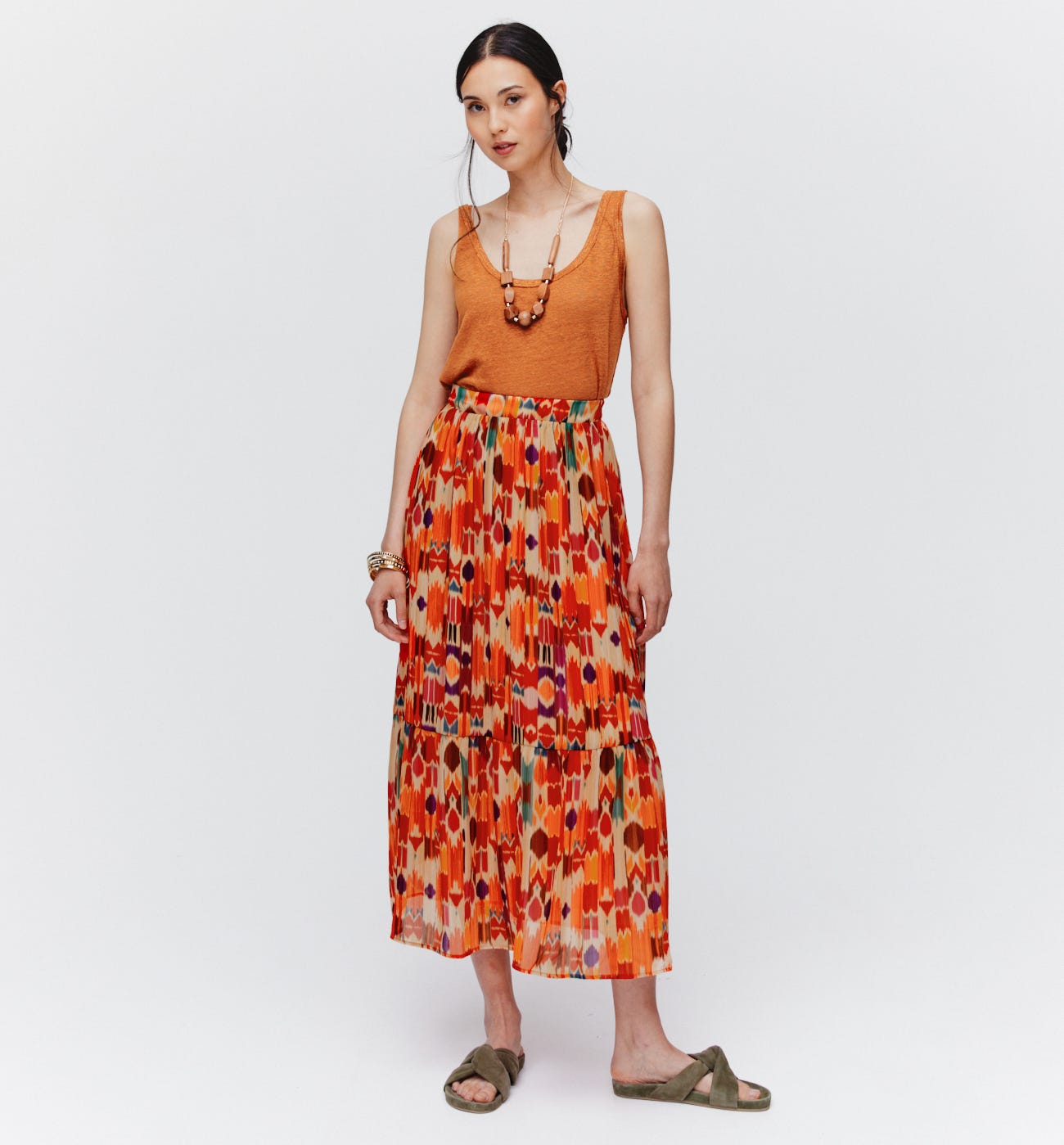Long patterned voile skirt