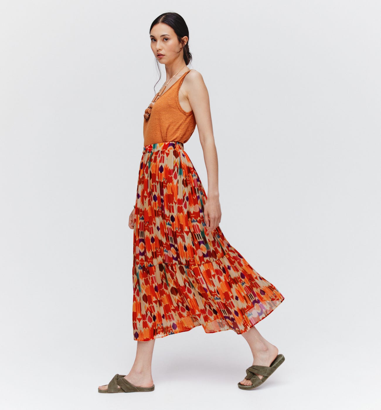 Long patterned voile skirt