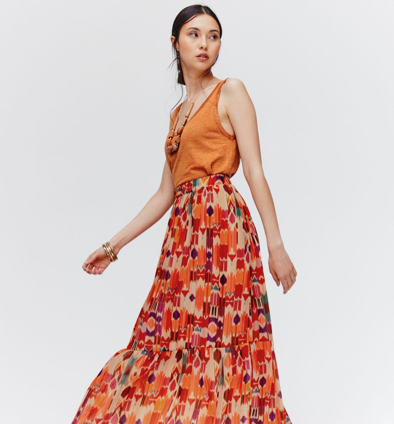 Long patterned voile skirt
