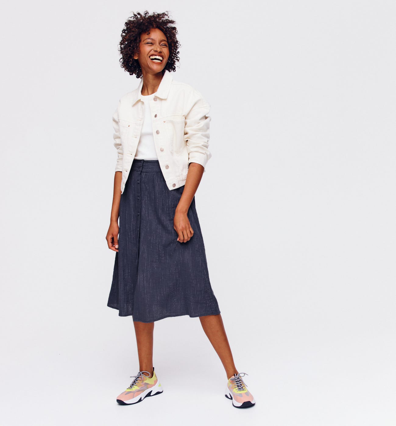 Glitzy cotton gauze skirt
