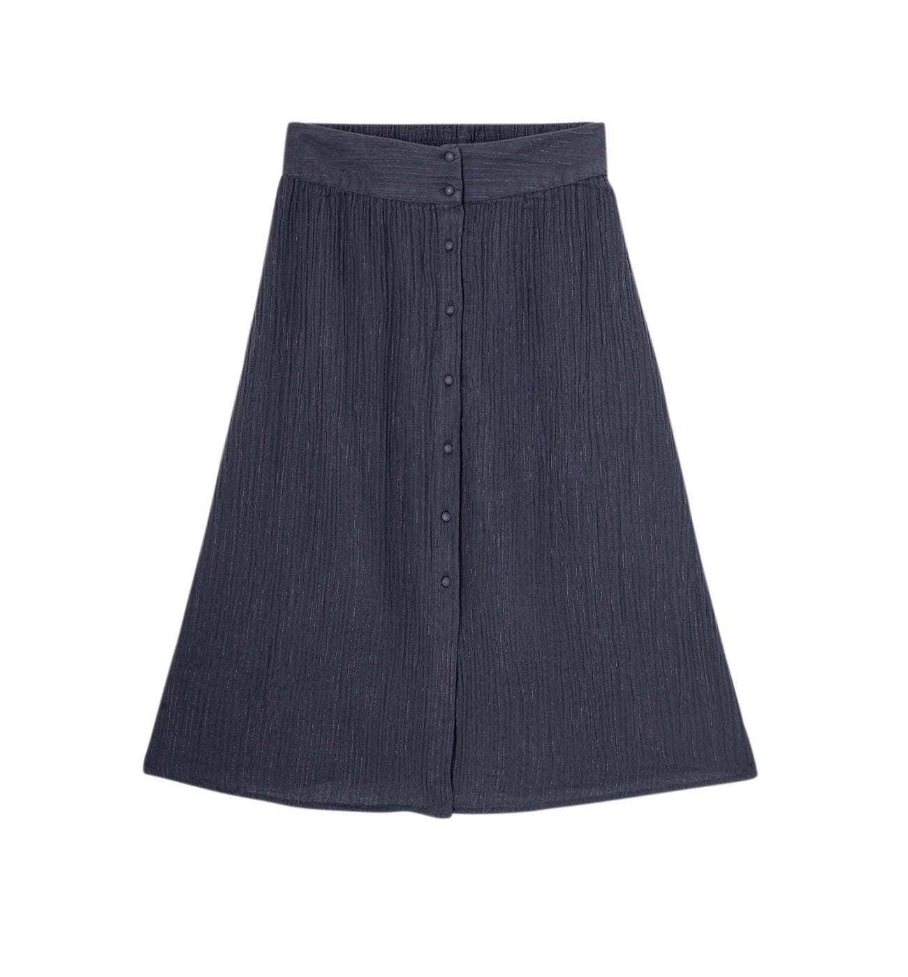 Glitzy cotton gauze skirt Black print