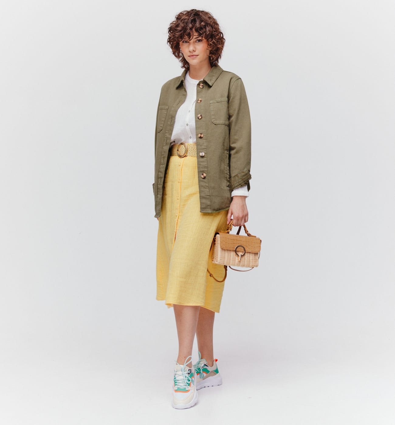 Glitzy cotton gauze skirt