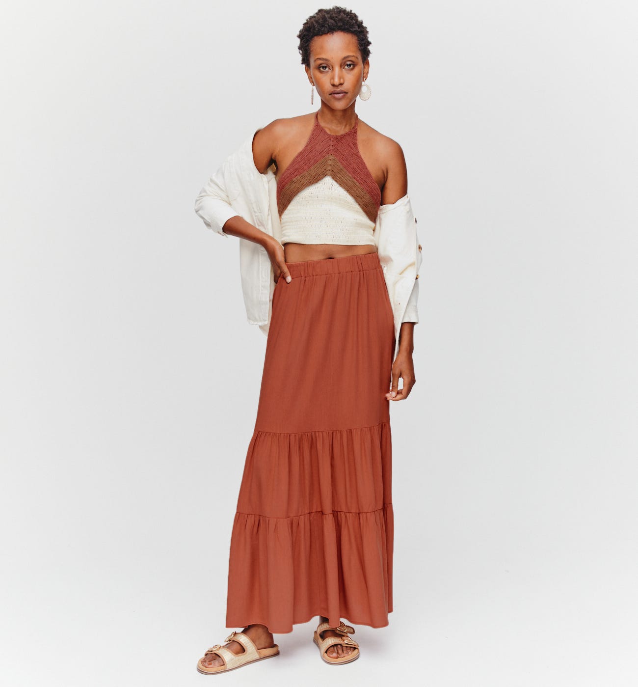 Long frilly skirt