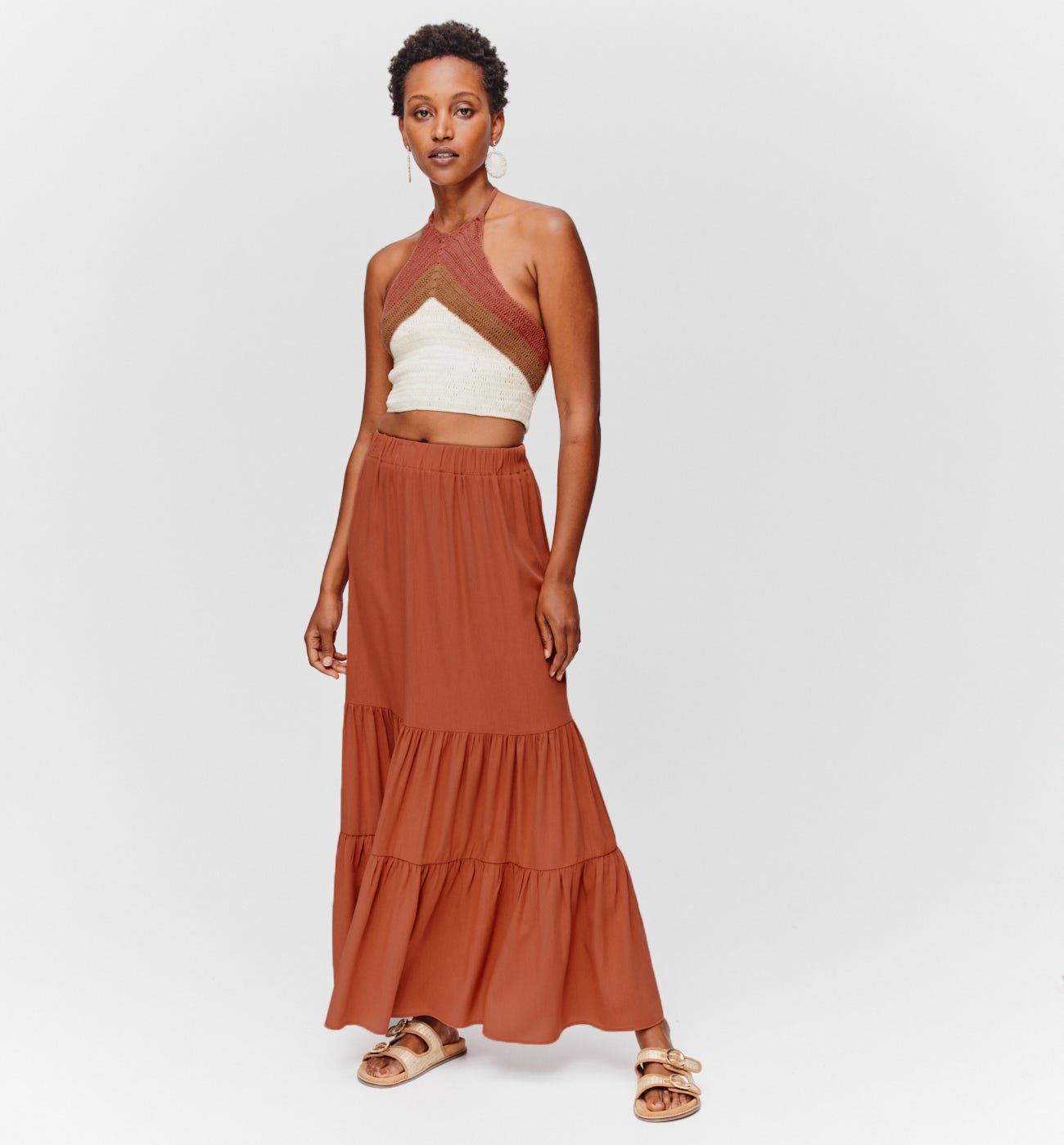 Long frilly skirt
