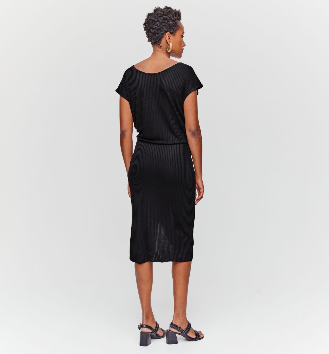 Rib jersey midi skirt