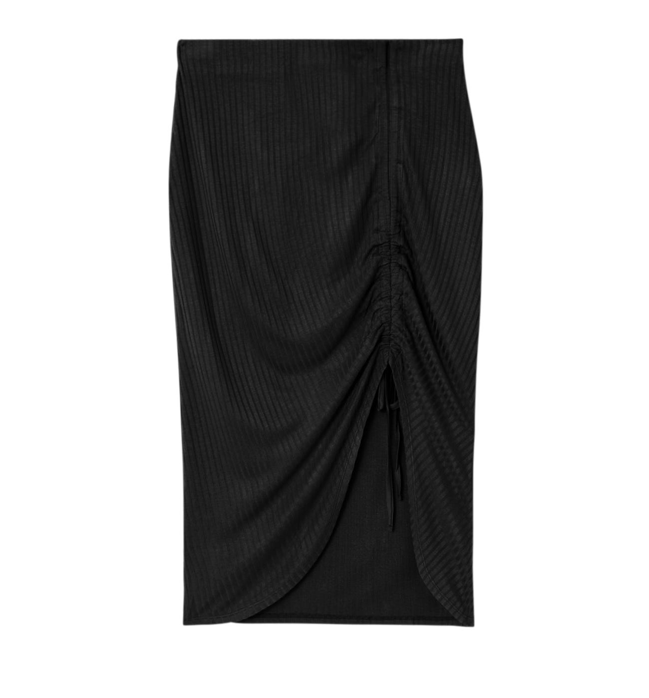 Rib jersey midi skirt