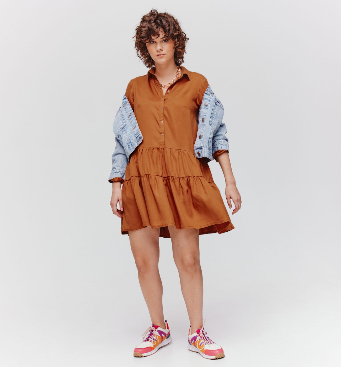 Robe-chemise volantée Femme