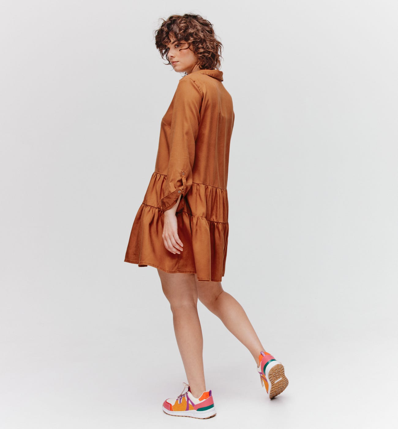 Robe-chemise volantée Femme