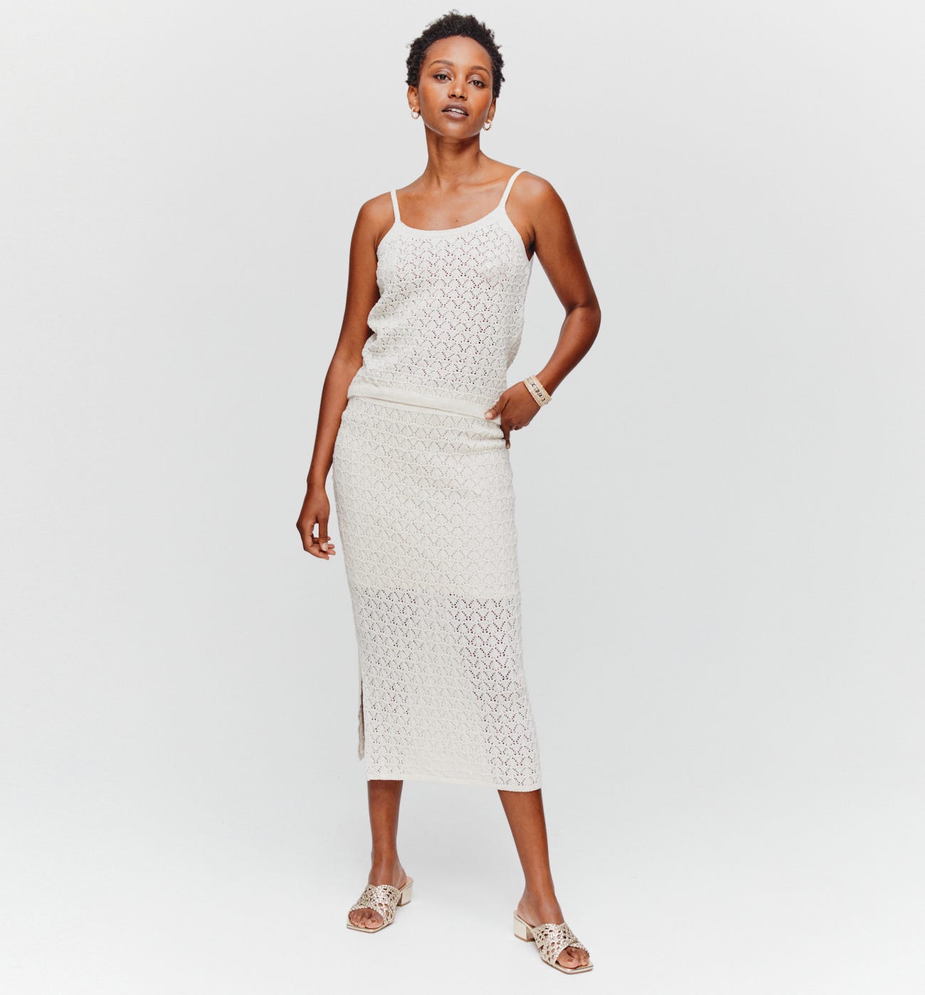 Jupe midi en crochet