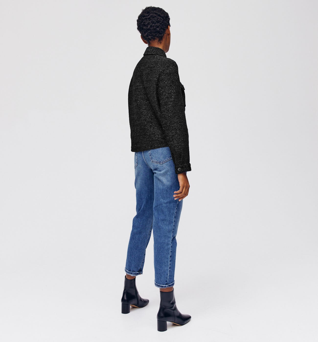 Bouclé-Jacke in Metallic-Optik