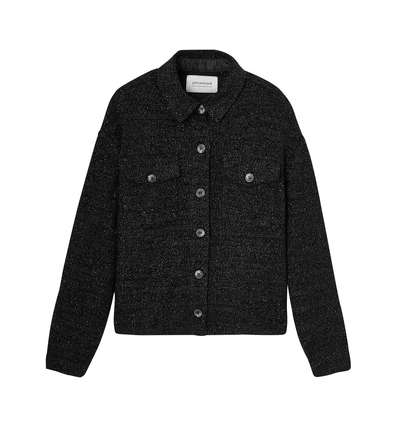 Bouclé-Jacke in Metallic-Optik
