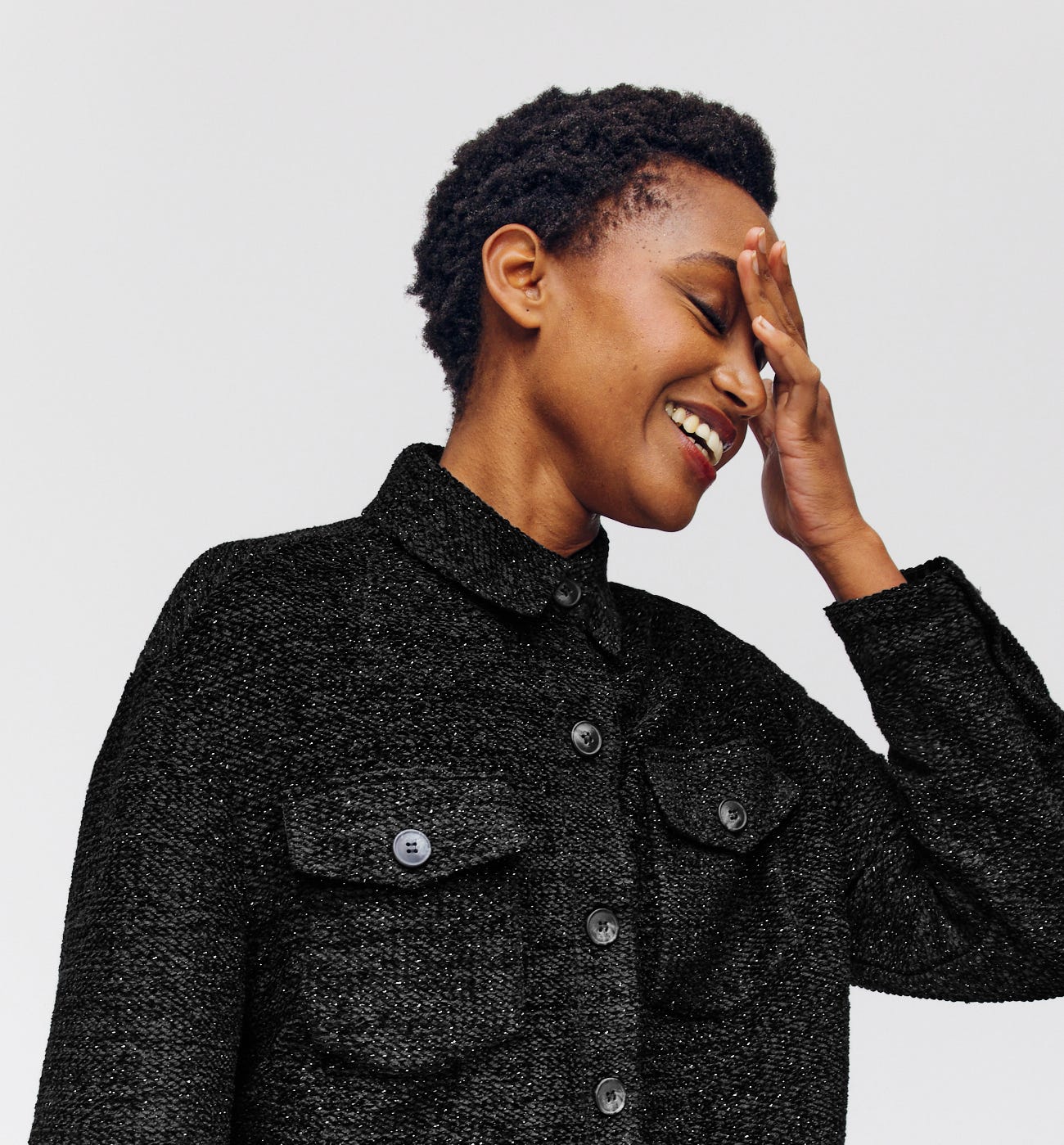Bouclé-Jacke in Metallic-Optik