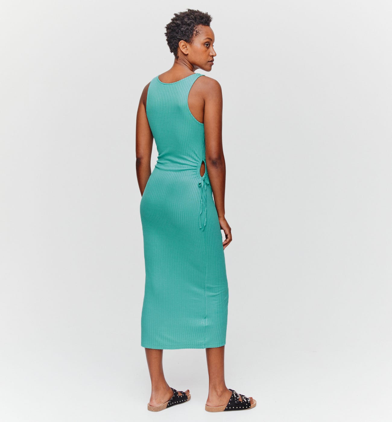 Midi jersey rib dress